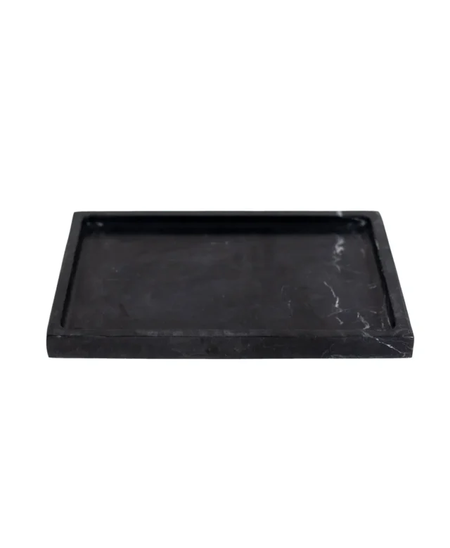 Tava decorativa dreptunghiulara marmura Nero, 30 x 20 x 2.5 cm