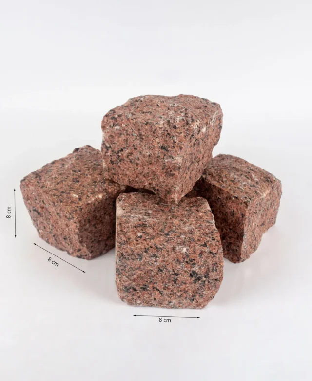 Piatra Cubica Granit Maple Red Natur, 8 x 8 x 8 cm