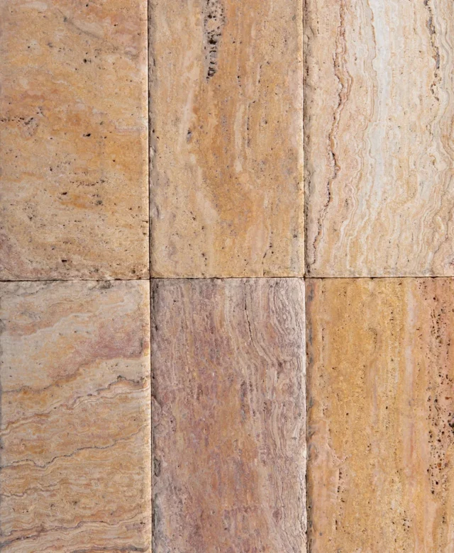 Travertin Peach Cross Cut Periat si Daltuit, 15 x 30.5 x 3 cm